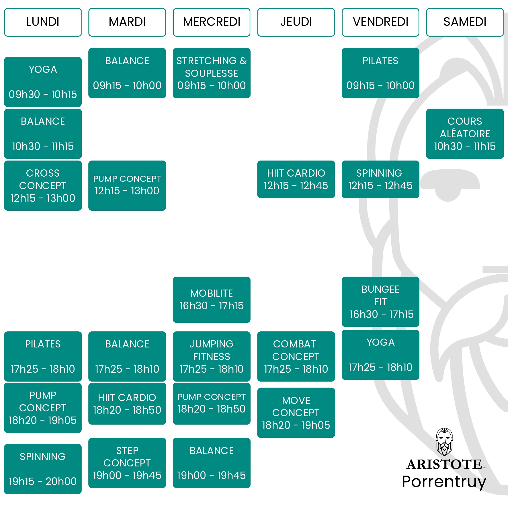 Planning des cours